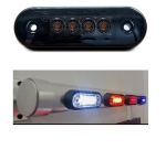 Lampa laterala de gabarit LED 12V/24V – lumina portocalie, 4 diode, corp opac, spate curbat R25 pentru montaj pe rollbar