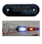 Lampa laterala de gabarit LED 12V/24V – lumina rosie, 4 diode, corp opac, spate curbat R25 pentru montaj pe rollbar