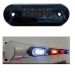 Lampa laterala de gabarit LED 12V/24V – lumina alba, 4 diode, corp opac, spate curbat R25 pentru montaj pe rollbar