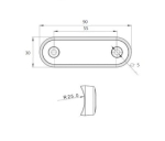 Lampa laterala de gabarit LED 12V/24V – lumina alba, 4 diode, corp opac, spate curbat R25 pentru montaj pe rollbar