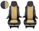 Set huse 1+1 din piele ecologica pentru MAN TGX 2015–2021 - Bej/Negru