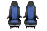 Set huse 1+1 din piele ecologica pentru MAN TGX 2015–2021 - Albastru/Negru