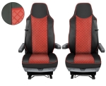 Set huse 1+1 din piele ecologica pentru MAN TGX 2015–2021 - Roșu/Negru