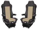 Set huse 1+1 din piele ecologica pentru MAN TGX 2021+ - Bej/Negru