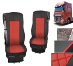 Set huse 1+1 din piele ecologica pentru DAF XF 106 2015-2021 - Roșu/Negru