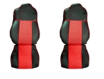 Set huse 1+1 din piele ecologica pentru IVECO STRALIS S-WAY 2021+ - Roșu/Negru