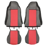 Set huse 1+1 din piele ecologica pentru IVECO STRALIS S-WAY 2021+ - Roșu/Negru