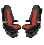 Set huse 1+1 din piele ecologica pentru VOLVO FH 2016-2020 - Roșu/Negru