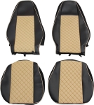 Set huse 1+1 din piele ecologica pentru VOLVO FH12 2006- 2015 - Bej/Negru