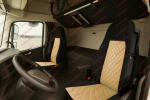 Set huse 1+1 din piele ecologica pentru VOLVO FH12 2006- 2015 - Bej/Negru
