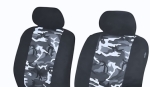 1+1 Huse universale pentru scaunele din fata – tapiterie textila pentru autoturism, microbuz si SUV – culoare camuflaj negru-gri