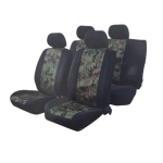 Huse universale pentru scaune – set complet pentru 5 locuri, tapiterie textila pentru autoturism, microbuz si SUV – culoare camuflaj negru-verde (9 piese)