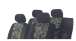 Huse universale pentru scaune – set complet pentru 5 locuri, tapiterie textila pentru autoturism, microbuz si SUV – culoare camuflaj negru-verde (9 piese)