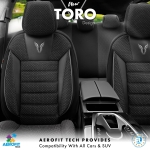 Set tapiterie luxoasa OTOM textil cu piele ecologica TORO Design – Neagra cu cusatura gri, pentru scaune fata si spate