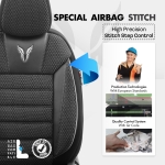 Set tapiterie luxoasa OTOM textil cu piele ecologica TORO Design – Neagra cu cusatura gri, pentru scaune fata si spate