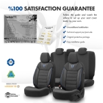 Set tapiterie luxoasa OTOM textil cu piele ecologica TORO Design – Neagra cu cusatura albastra, pentru scaune fata si spate
