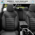 Set tapiterie luxoasa OTOM textil cu piele ecologica LINE Design – Neagra cu cusatura neagra, pentru scaune fata si spate