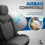 Set tapiterie luxoasa OTOM textil cu piele ecologica LINE Design – Neagra cu cusatura neagra, pentru scaune fata si spate