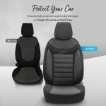 Set tapiterie luxoasa OTOM textil cu piele ecologica LINE Design – Neagra cu cusatura neagra, pentru scaune fata si spate