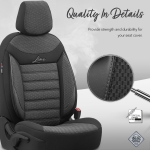 Set tapiterie luxoasa OTOM textil cu piele ecologica LINE Design – Neagra cu cusatura neagra, pentru scaune fata si spate
