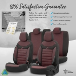 Set tapiterie luxoasa OTOM textil cu piele ecologica LINE Design – Neagra cu cusatura rosie, pentru scaune fata si spate