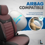 Set tapiterie luxoasa OTOM textil cu piele ecologica LINE Design – Neagra cu cusatura rosie, pentru scaune fata si spate