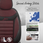 Set tapiterie luxoasa OTOM textil cu piele ecologica LINE Design – Neagra cu cusatura rosie, pentru scaune fata si spate