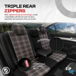 Set tapiterie luxoasa OTOM textil cu piele ecologica GTI SPORTS Design – Neagra cu cusatura rosie, pentru scaune fata si spate