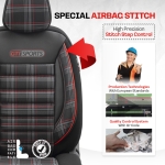 Set tapiterie luxoasa OTOM textil cu piele ecologica GTI SPORTS Design – Neagra cu cusatura rosie, pentru scaune fata si spate