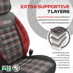 Set tapiterie luxoasa OTOM textil cu piele ecologica GTI SPORTS Design – Neagra cu cusatura rosie, pentru scaune fata si spate