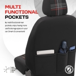 Set tapiterie luxoasa OTOM textil cu piele ecologica GTI SPORTS Design – Neagra cu cusatura rosie, pentru scaune fata si spate