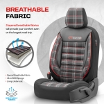 Set tapiterie luxoasa OTOM textil cu piele ecologica GTI SPORTS Design – Neagra cu cusatura rosie, pentru scaune fata si spate