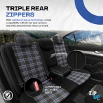 Set tapiterie luxoasa OTOM textil cu piele ecologica GTI SPORTS Design – Neagra cu cusatura albastra, pentru scaune fata si spate
