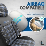 Set tapiterie luxoasa OTOM textil cu piele ecologica GTI SPORTS Design – Neagra cu cusatura albastra, pentru scaune fata si spate