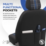 Set tapiterie luxoasa OTOM textil cu piele ecologica GTI SPORTS Design – Neagra cu cusatura albastra, pentru scaune fata si spate