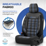 Set tapiterie luxoasa OTOM textil cu piele ecologica GTI SPORTS Design – Neagra cu cusatura albastra, pentru scaune fata si spate