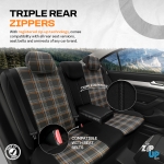 Set tapiterie luxoasa OTOM textil cu piele ecologica GTI SPORTS Design – Neagra cu cusatura portocalie, pentru scaune fata si spate