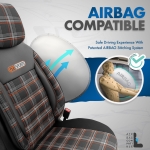 Set tapiterie luxoasa OTOM textil cu piele ecologica GTI SPORTS Design – Neagra cu cusatura portocalie, pentru scaune fata si spate