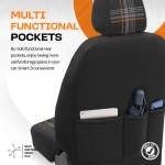 Set tapiterie luxoasa OTOM textil cu piele ecologica GTI SPORTS Design – Neagra cu cusatura portocalie, pentru scaune fata si spate