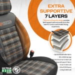 Set tapiterie luxoasa OTOM textil cu piele ecologica GTI SPORTS Design – Neagra cu cusatura portocalie, pentru scaune fata si spate