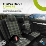 Set tapiterie luxoasa OTOM textil cu piele ecologica GTI SPORTS Design – Neagra cu cusatura verde, pentru scaune fata si spate