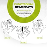 Set tapiterie luxoasa OTOM textil cu piele ecologica GTI SPORTS Design – Neagra cu cusatura verde, pentru scaune fata si spate