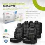 Set tapiterie luxoasa OTOM textil cu piele ecologica GTI SPORTS Design – Neagra cu cusatura verde, pentru scaune fata si spate