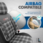 Set tapiterie luxoasa OTOM textil cu piele ecologica GTI SPORTS Design – Neagra cu cusatura alba, pentru scaune fata si spate