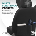Set tapiterie luxoasa OTOM textil cu piele ecologica GTI SPORTS Design – Neagra cu cusatura alba, pentru scaune fata si spate
