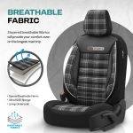 Set tapiterie luxoasa OTOM textil cu piele ecologica GTI SPORTS Design – Neagra cu cusatura alba, pentru scaune fata si spate