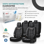 Set tapiterie luxoasa OTOM textil cu piele ecologica GTI SPORTS Design – Neagra cu cusatura alba, pentru scaune fata si spate