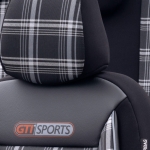 Set tapiterie luxoasa OTOM textil cu piele ecologica GTI SPORTS Design – Neagra cu cusatura gri, pentru scaune fata si spate