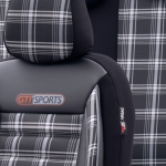 Set tapiterie luxoasa OTOM textil cu piele ecologica GTI SPORTS Design – Neagra cu cusatura gri, pentru scaune fata si spate