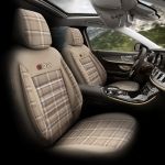 Set tapiterie luxoasa OTOM textil cu piele ecologica GTI SPORTS Design – Bej cu cusatura bej, pentru scaune fata si spate